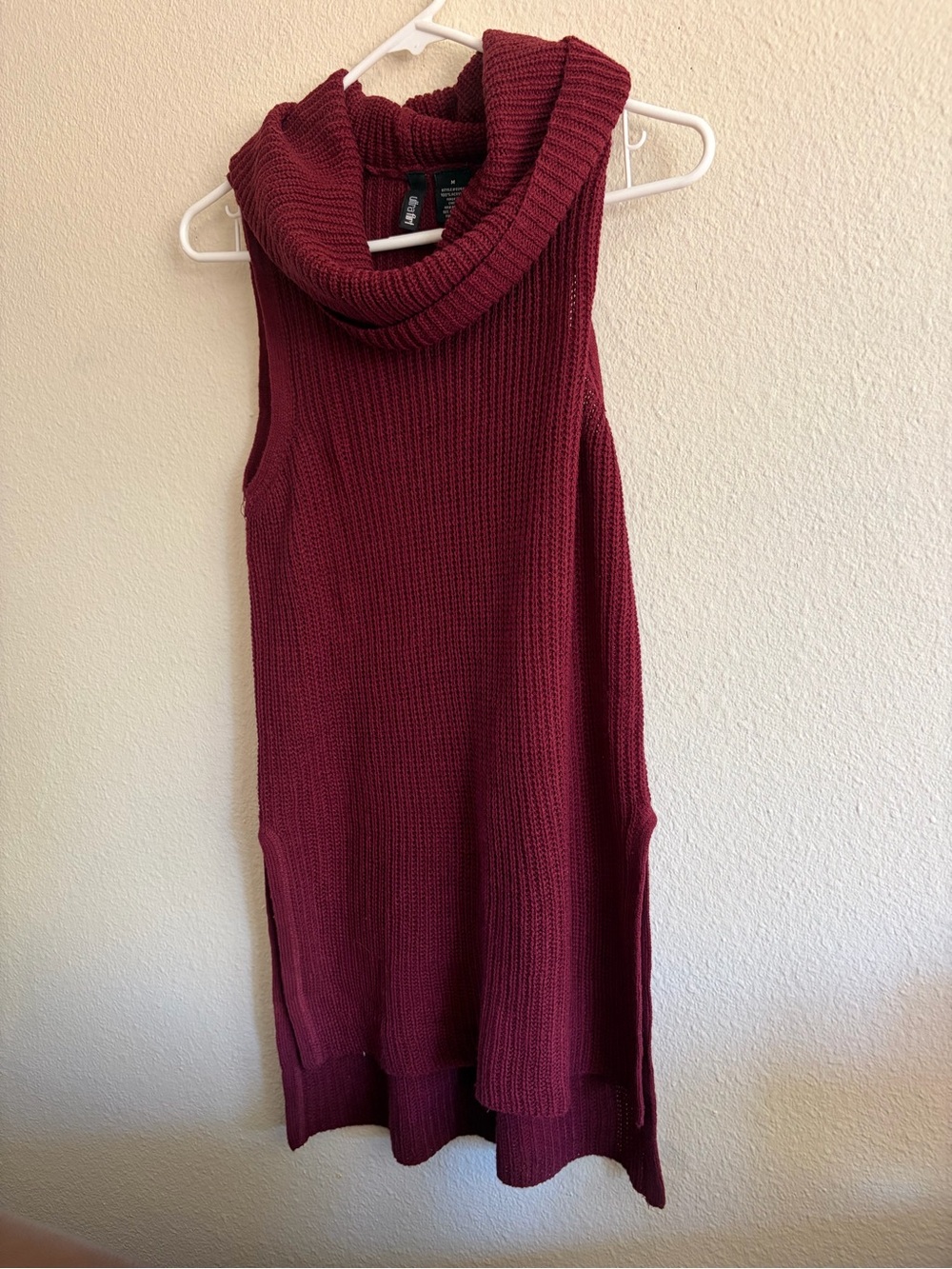 Ultra Flirt Sleeveless Cowl Neck Tunic Sweater - Wine